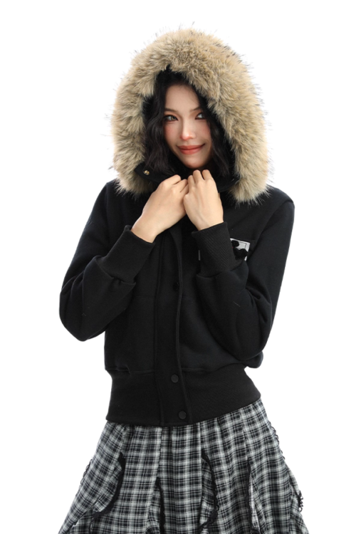 Fur Hood Camouflage Jacket