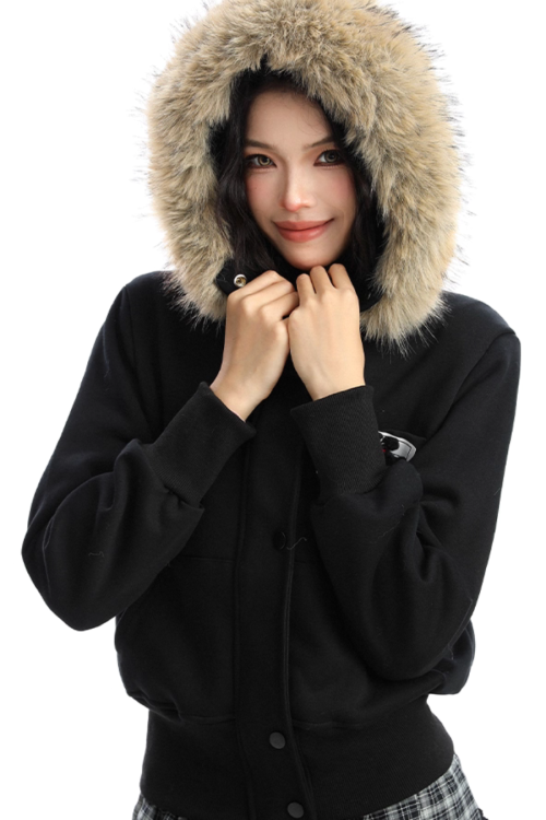 Fur Hood Camouflage Jacket