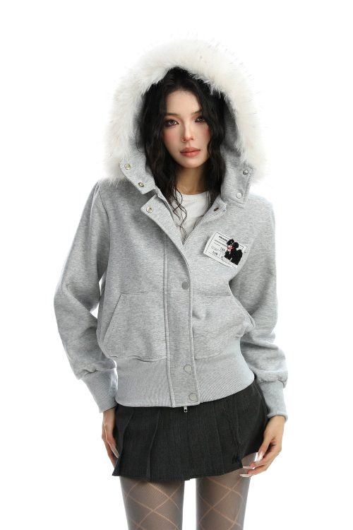 Fur Hood Camouflage Jacket