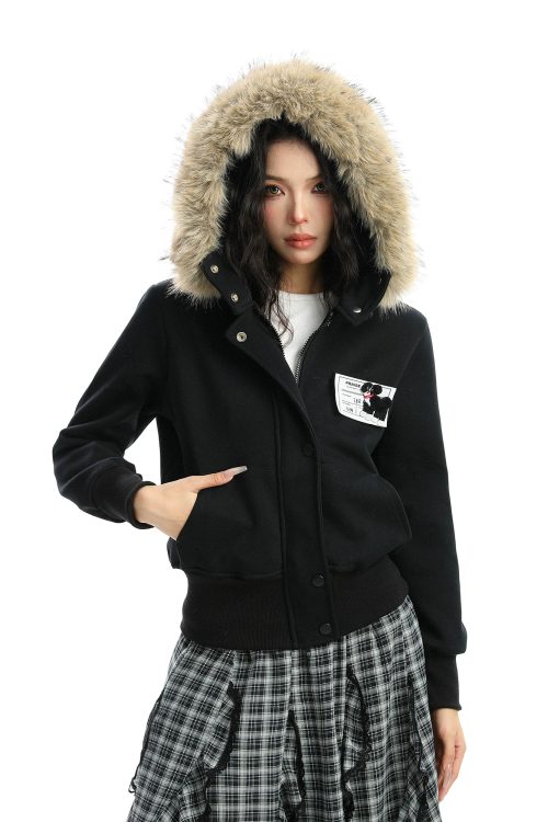 Fur Hood Camouflage Jacket