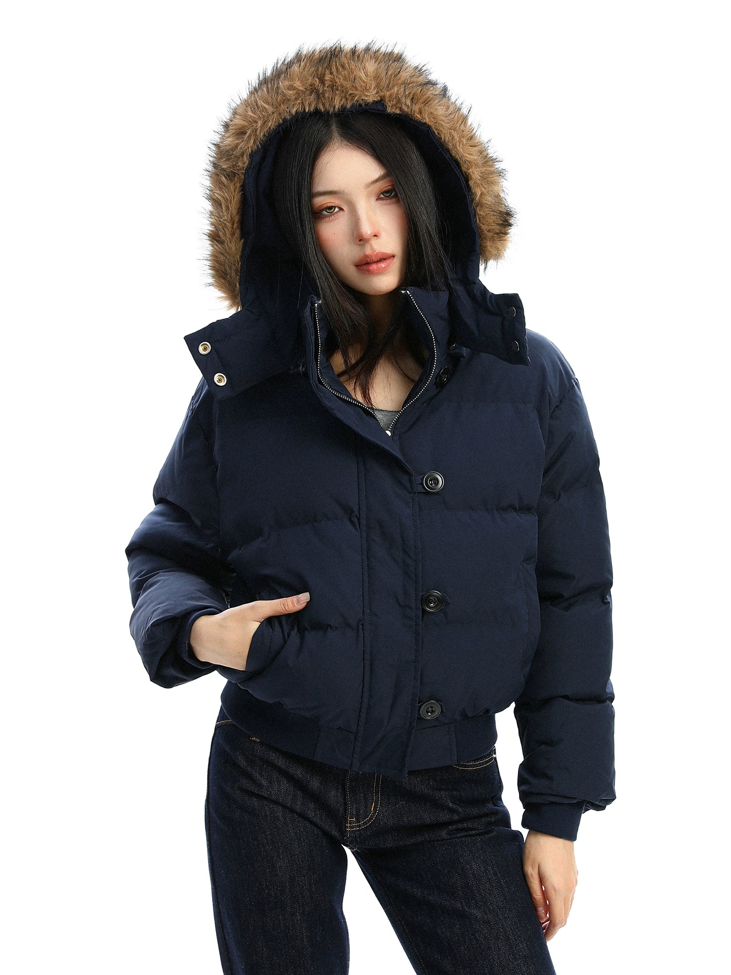 Fur Hood Compact Down Jacket Fur Hood Compact Down Jacket