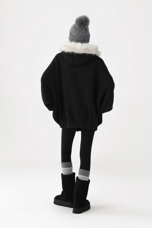 Fur Hood Knit Hoodie