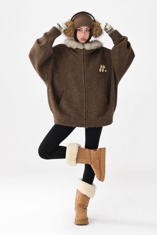 Fur Hood Knit Hoodie