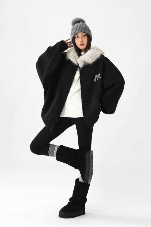Fur Hood Knit Hoodie