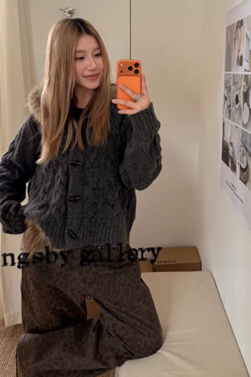 Fur Hood Knit Jacket