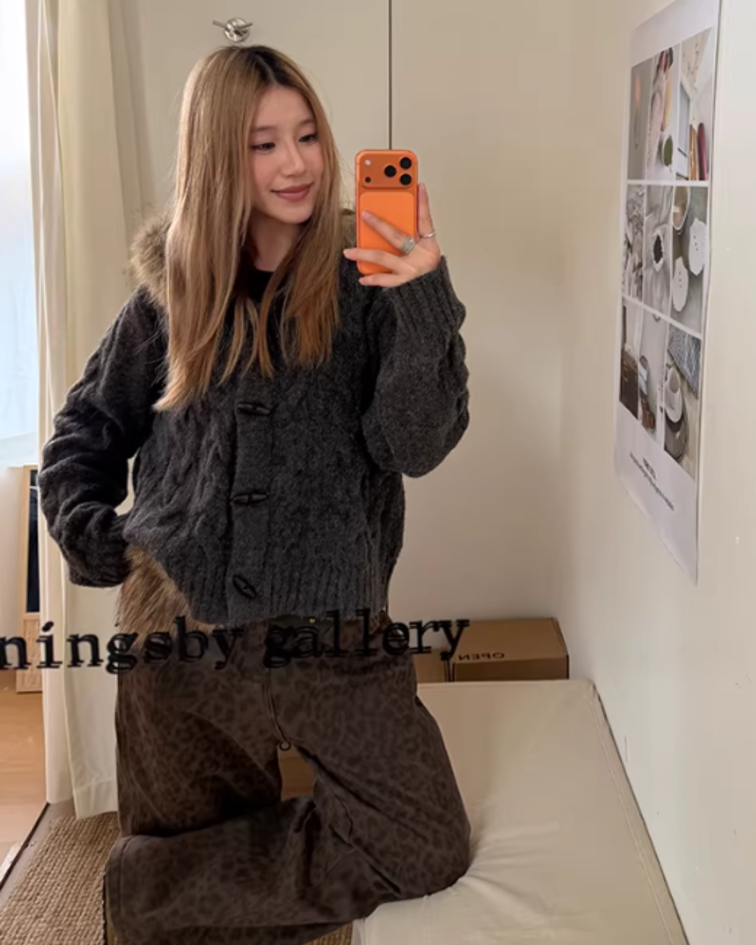 Fur Hood Knit Jacket Fur Hood Knit Jacket