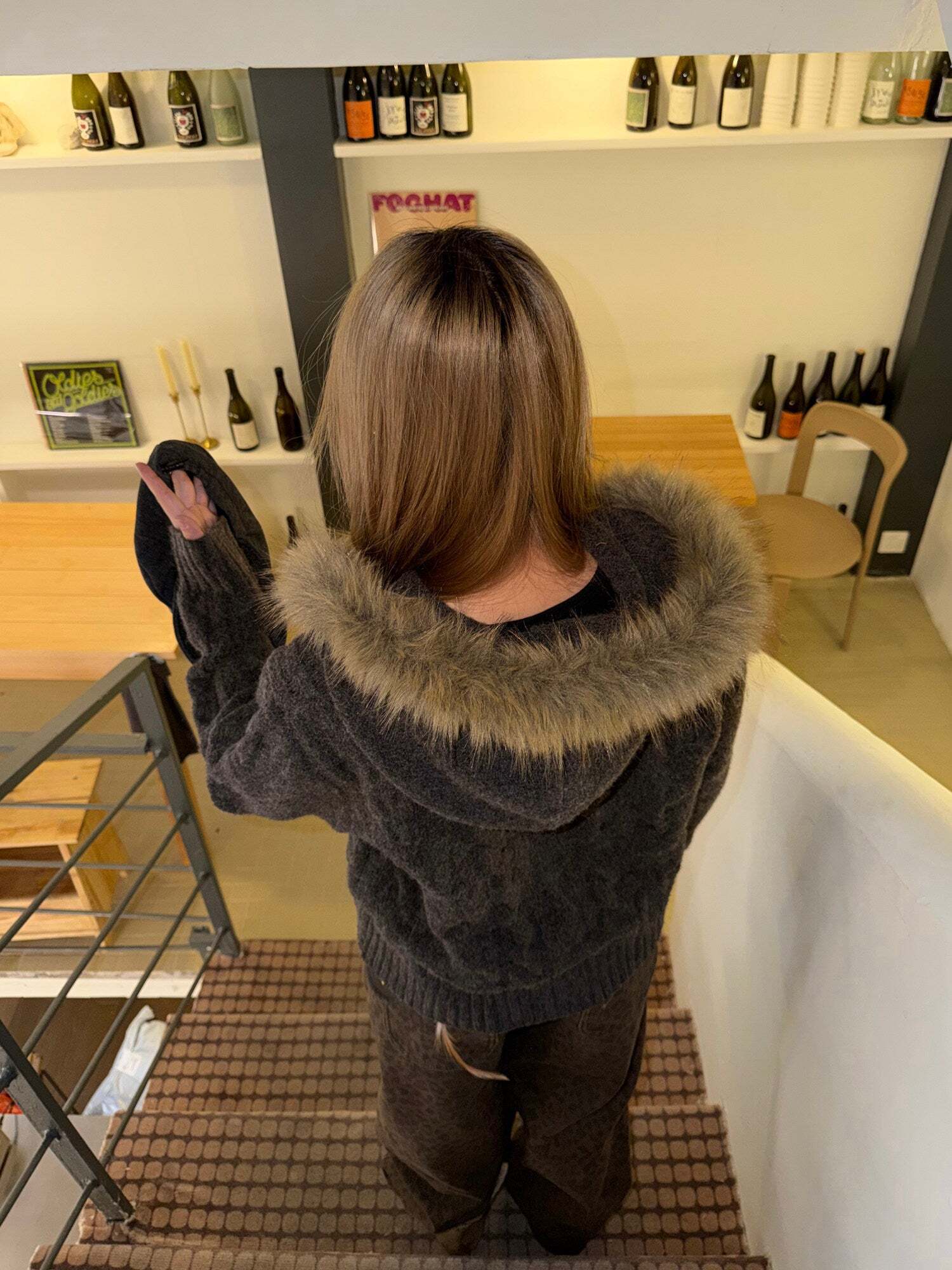 Fur Hood Knit Jacket Fur Hood Knit Jacket