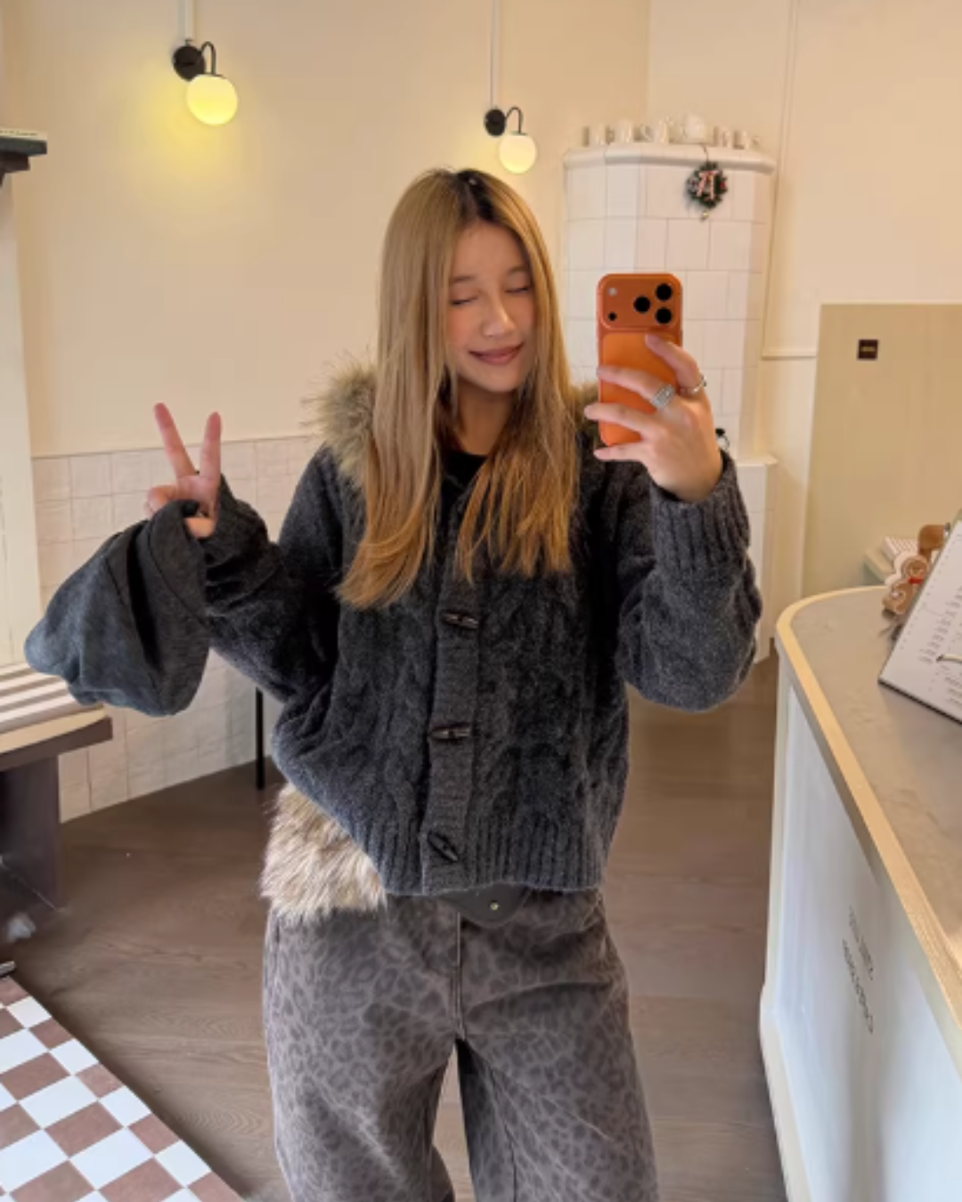 Fur Hood Knit Jacket Fur Hood Knit Jacket