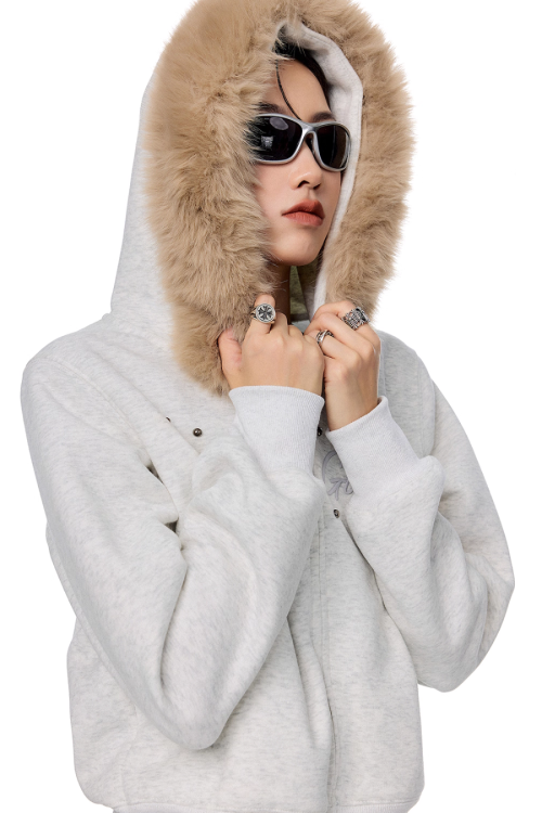Fur Hood Zip Hoodie