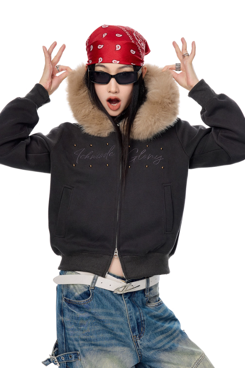 Fur Hood Zip Hoodie
