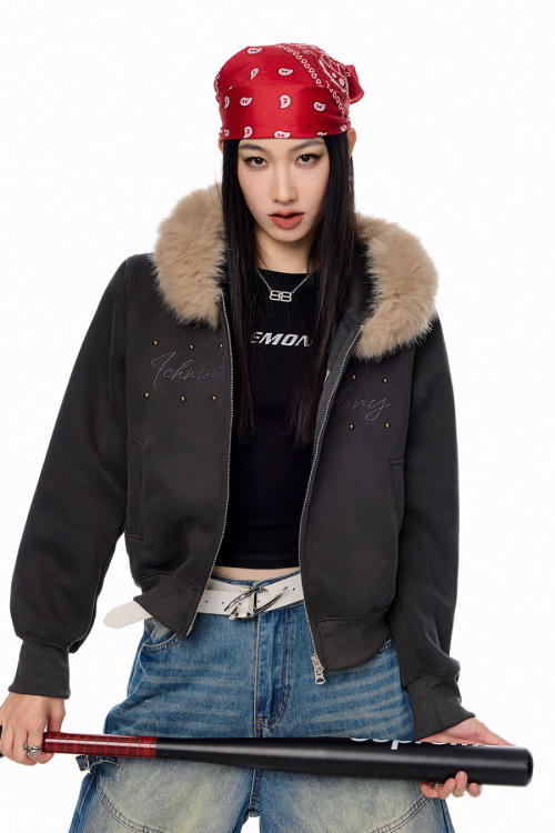 Fur Hood Zip Hoodie