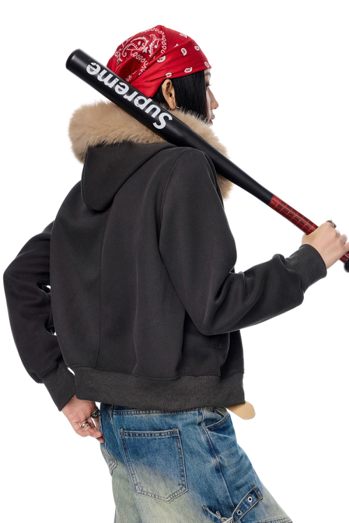 Fur Hood Zip Hoodie