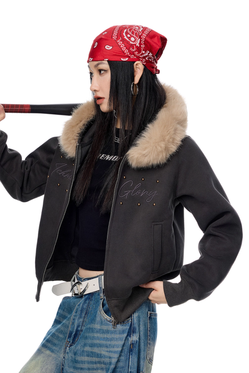 Fur Hood Zip Hoodie