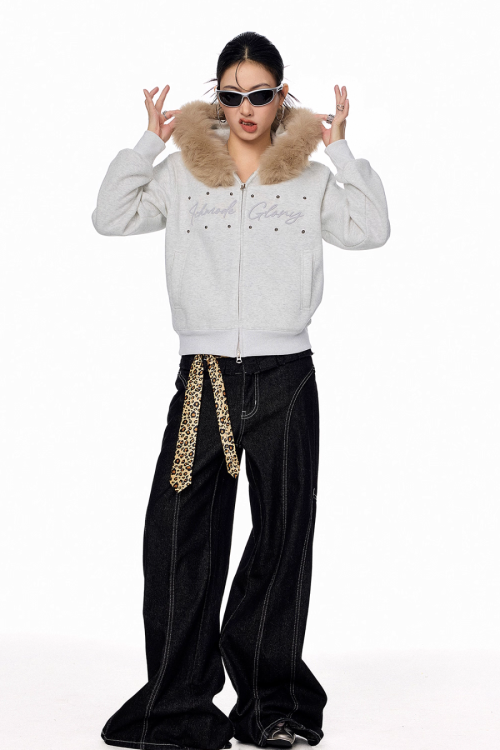 Fur Hood Zip Hoodie