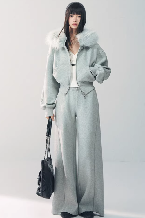 Fur Hooded Hoodie / Sweatpants