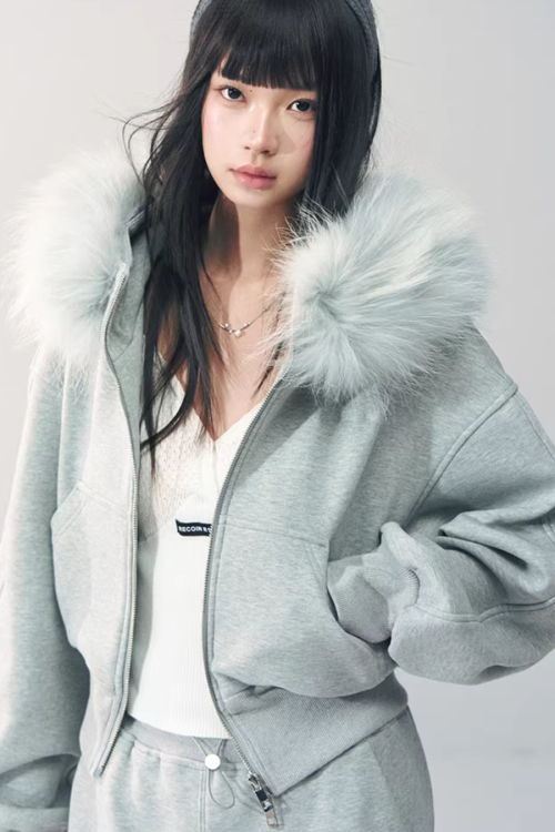 Fur Hooded Hoodie / Sweatpants