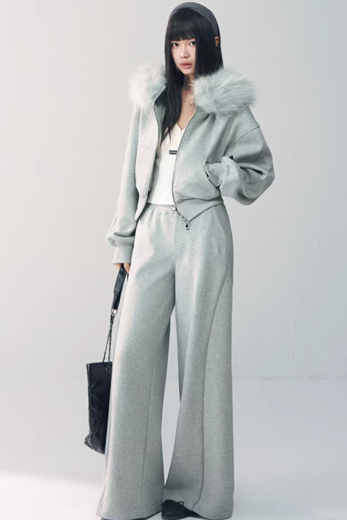 Fur Hooded Hoodie / Sweatpants