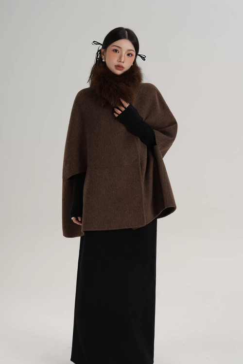 Fur Muffler Cape Coat