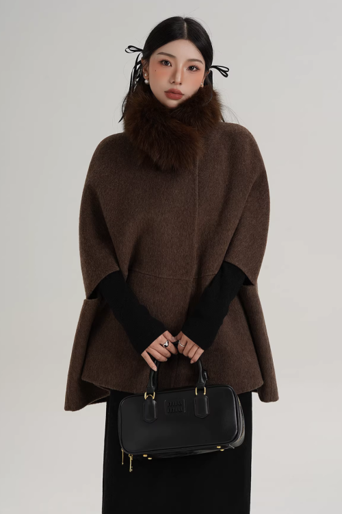 Fur Muffler Cape Coat