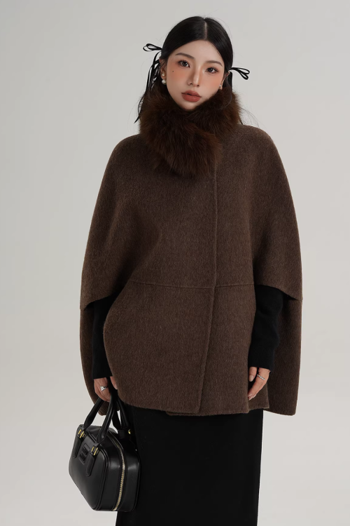 Fur Muffler Cape Coat