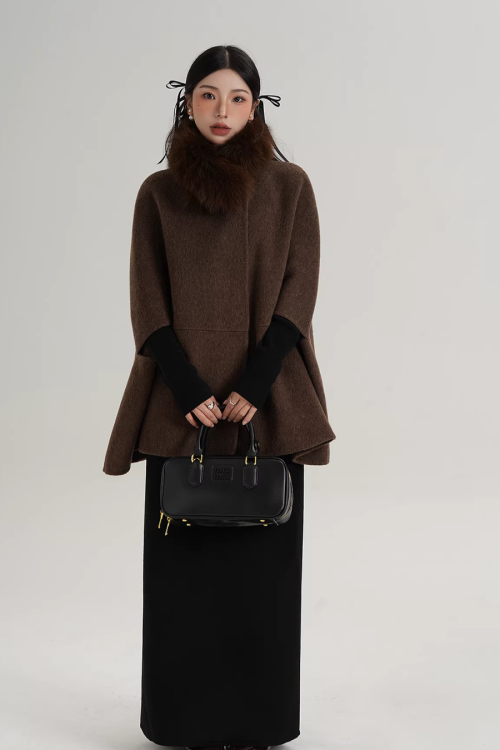 Fur Muffler Cape Coat