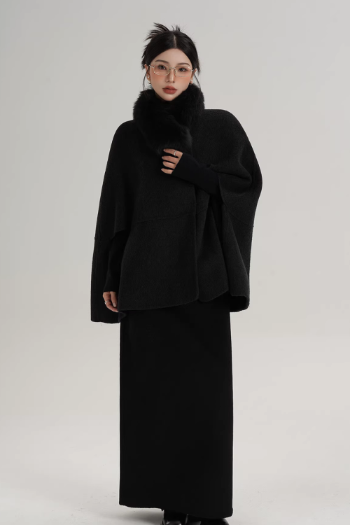 Fur Muffler Cape Coat