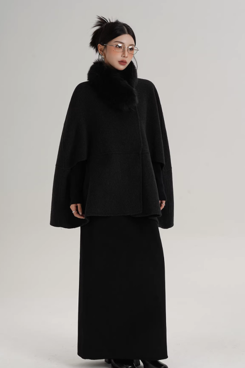 Fur Muffler Cape Coat
