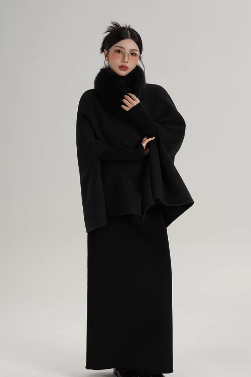 Fur Muffler Cape Coat