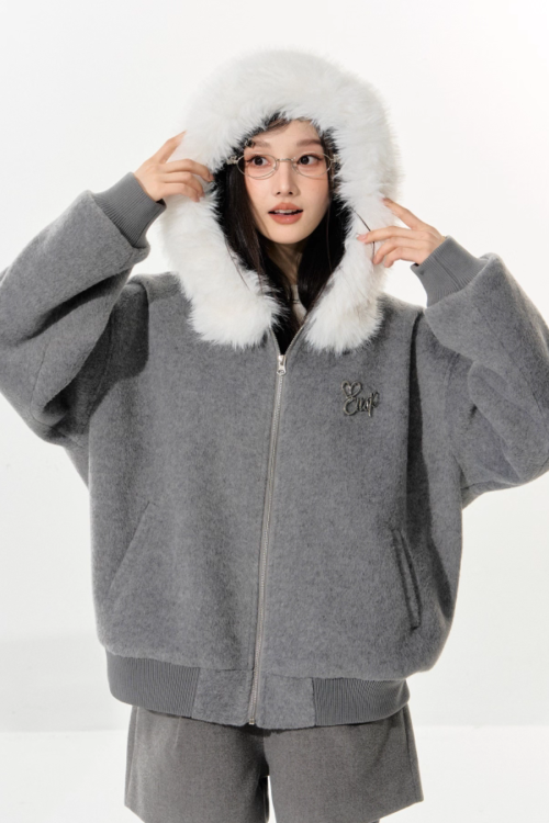 Fur Zip Jacket / Wide Pants / Half Pants