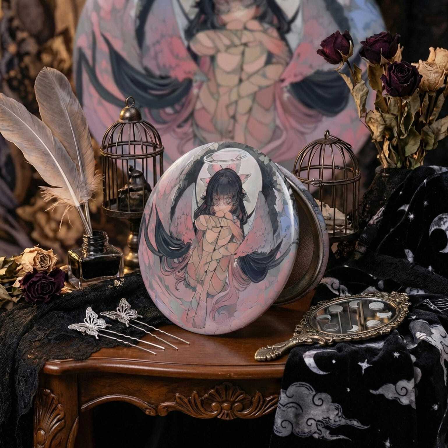 Genshin Impact Columbina Damselette 58mm Tinplate Badge, Fatui Harbingers Merch, Ita Backpack Pin Genshin Impact Columbina Damselette 58mm Tinplate Badge, Fatui Harbingers Merch, Ita Backpack Pin