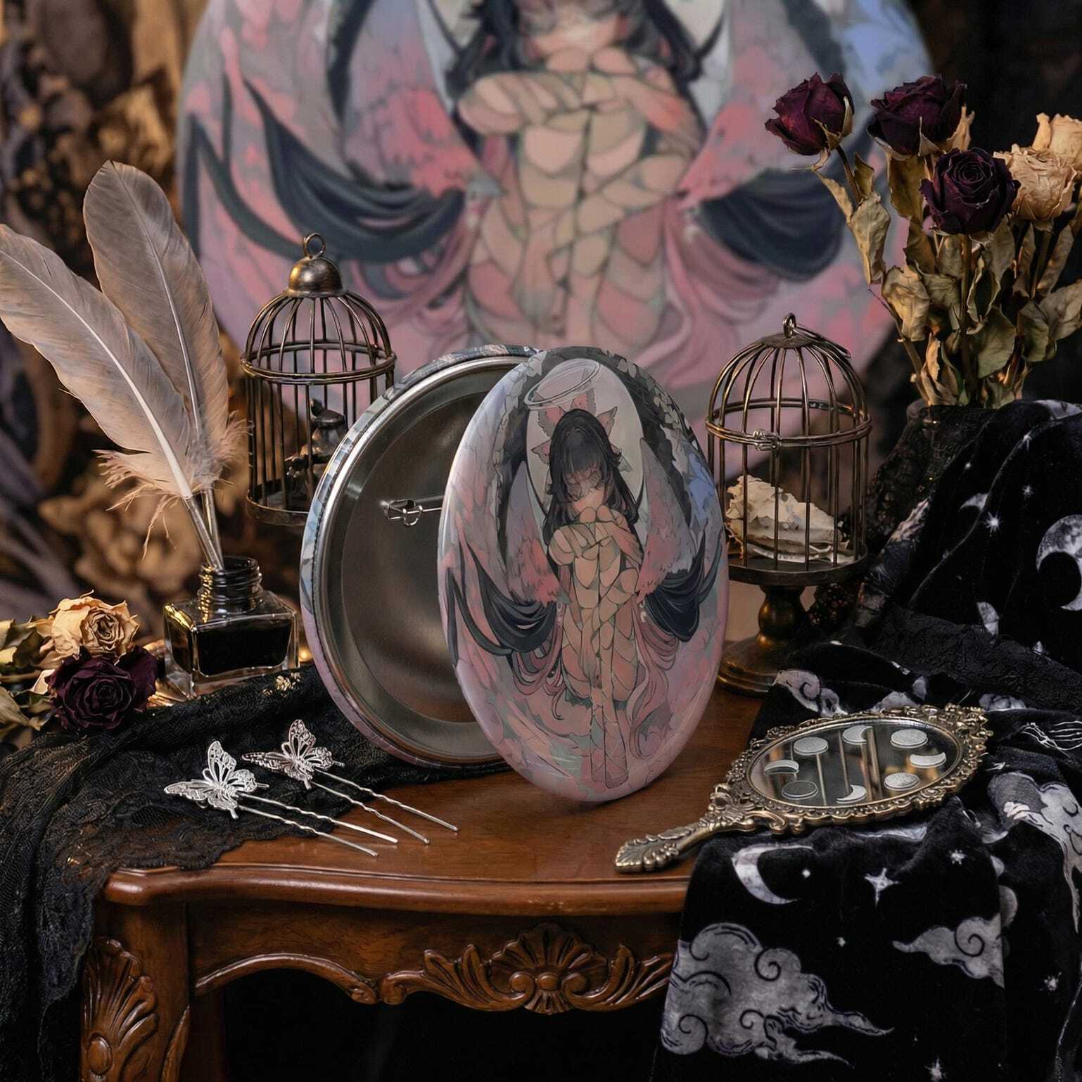 Genshin Impact Columbina Damselette 58mm Tinplate Badge, Fatui Harbingers Merch, Ita Backpack Pin Genshin Impact Columbina Damselette 58mm Tinplate Badge, Fatui Harbingers Merch, Ita Backpack Pin