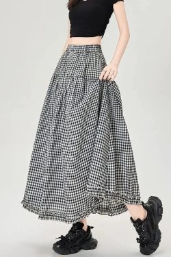 Gingham Tiered Midi Skirt