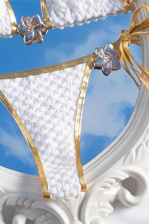 Gold Flower Detail Bikini Set