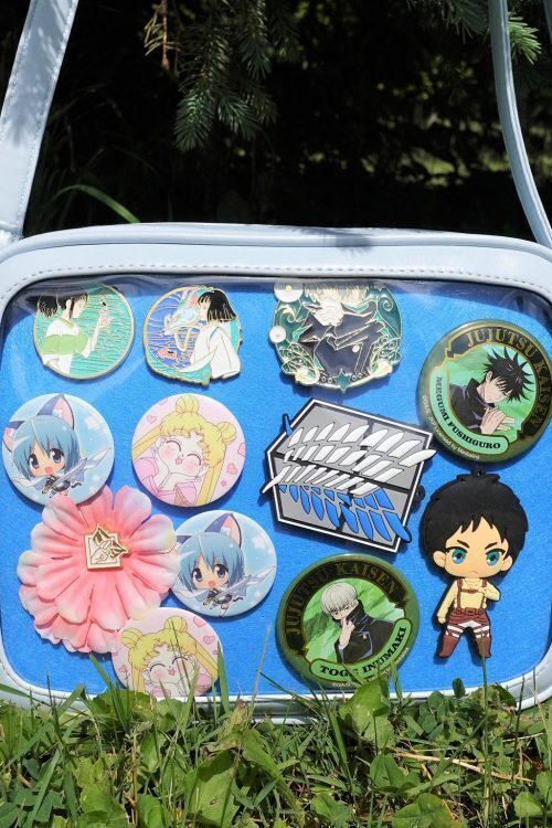 Gold Ita Crossbody Bag with Clear Window and Included Insert for Pin Display