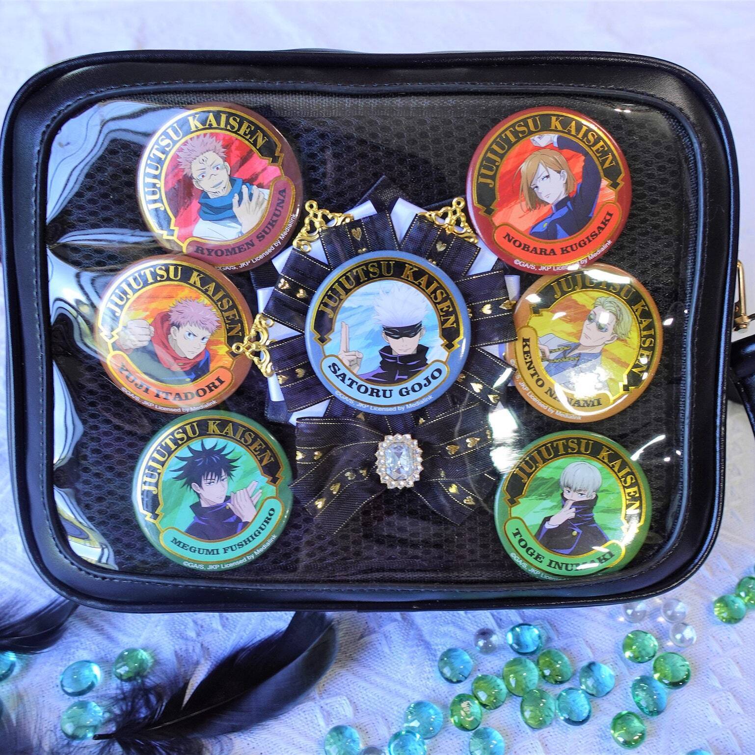 Gold Ita Crossbody Bag with Clear Window and Included Insert for Pin Display Gold Ita Crossbody Bag with Clear Window and Included Insert for Pin Display