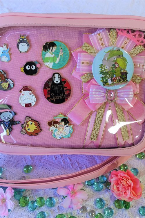 Gold Ita Crossbody Bag with Clear Window and Included Insert for Pin Display