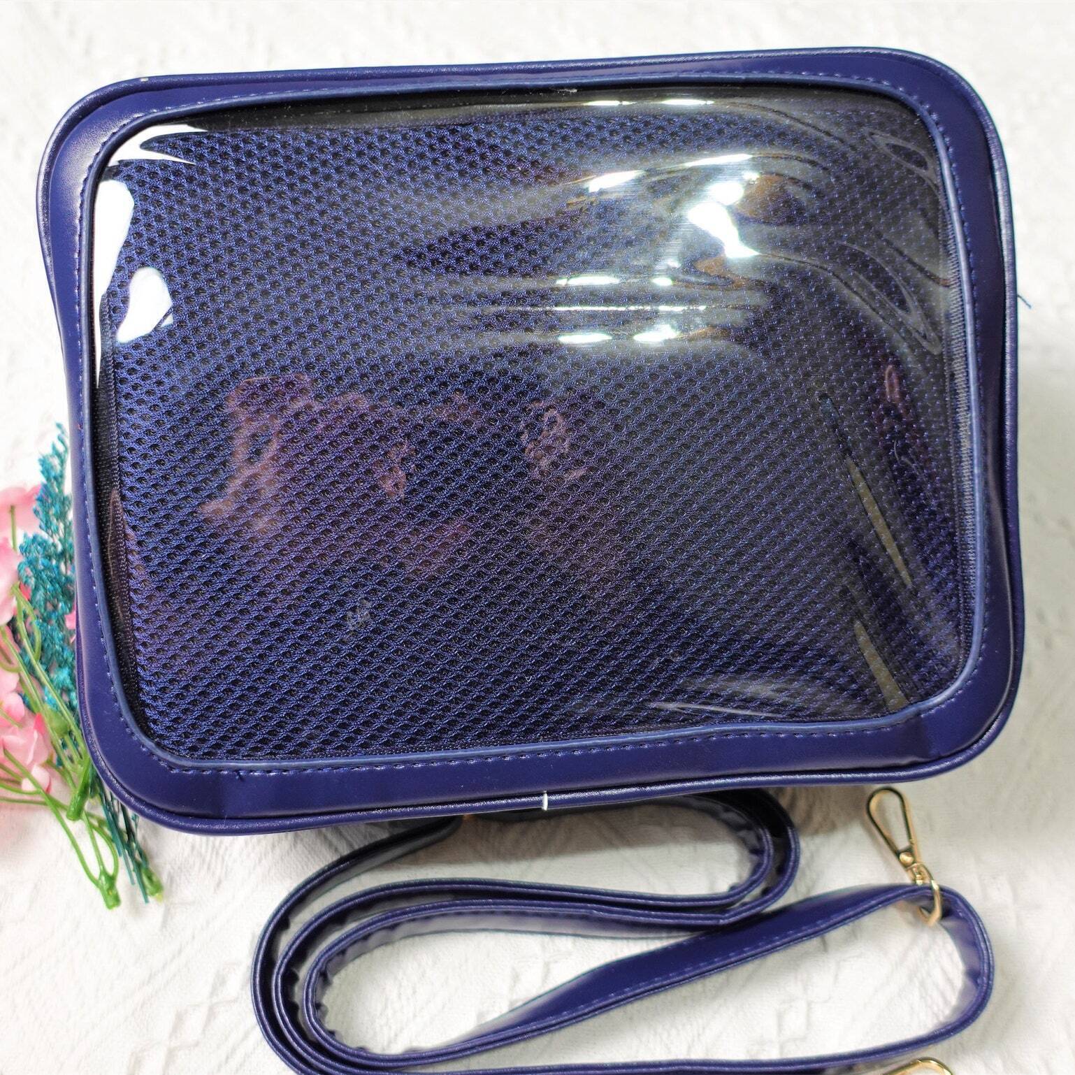 Gold Ita Crossbody Bag with Clear Window and Included Insert for Pin Display Gold Ita Crossbody Bag with Clear Window and Included Insert for Pin Display