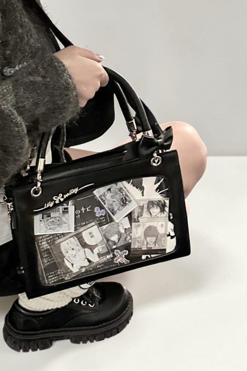 Gold Kawaii Ita Crossbody Bag with Clear Window for Pin Display