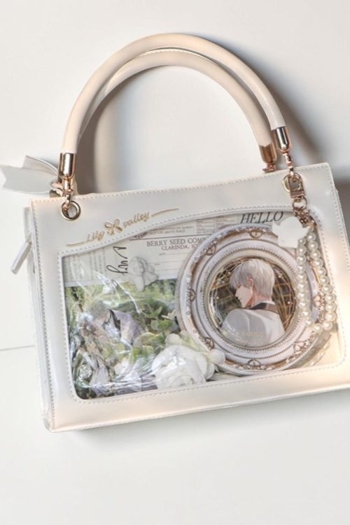 Gold Kawaii Ita Crossbody Bag with Clear Window for Pin Display