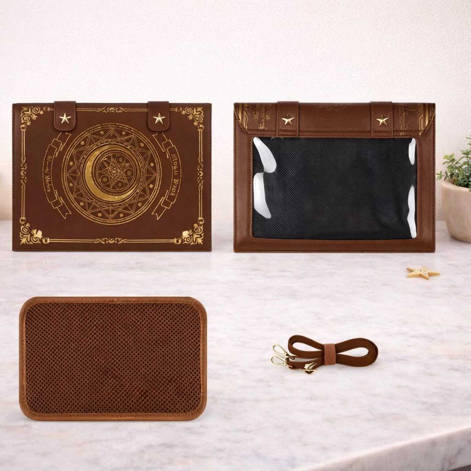 Gold Star Book Ita Shoulder Bag with Clear Window for Photocards and Pins Gold Star Book Ita Shoulder Bag with Clear Window for Photocards and Pins