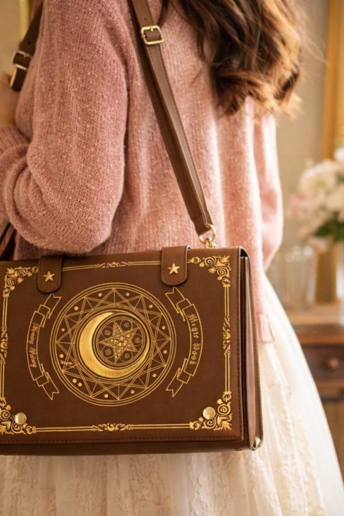 Gold Star Book Ita Shoulder Bag with Clear Window for Photocards and Pins