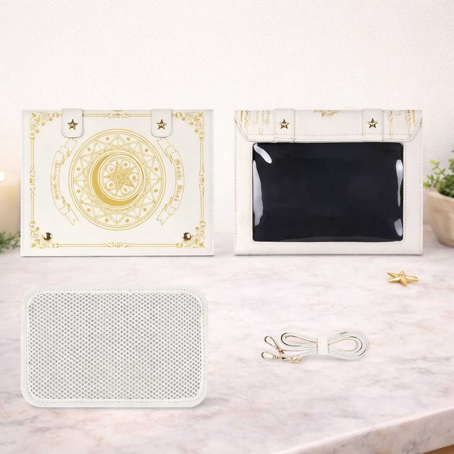 Gold Star Book Ita Shoulder Bag with Clear Window for Photocards and Pins Gold Star Book Ita Shoulder Bag with Clear Window for Photocards and Pins