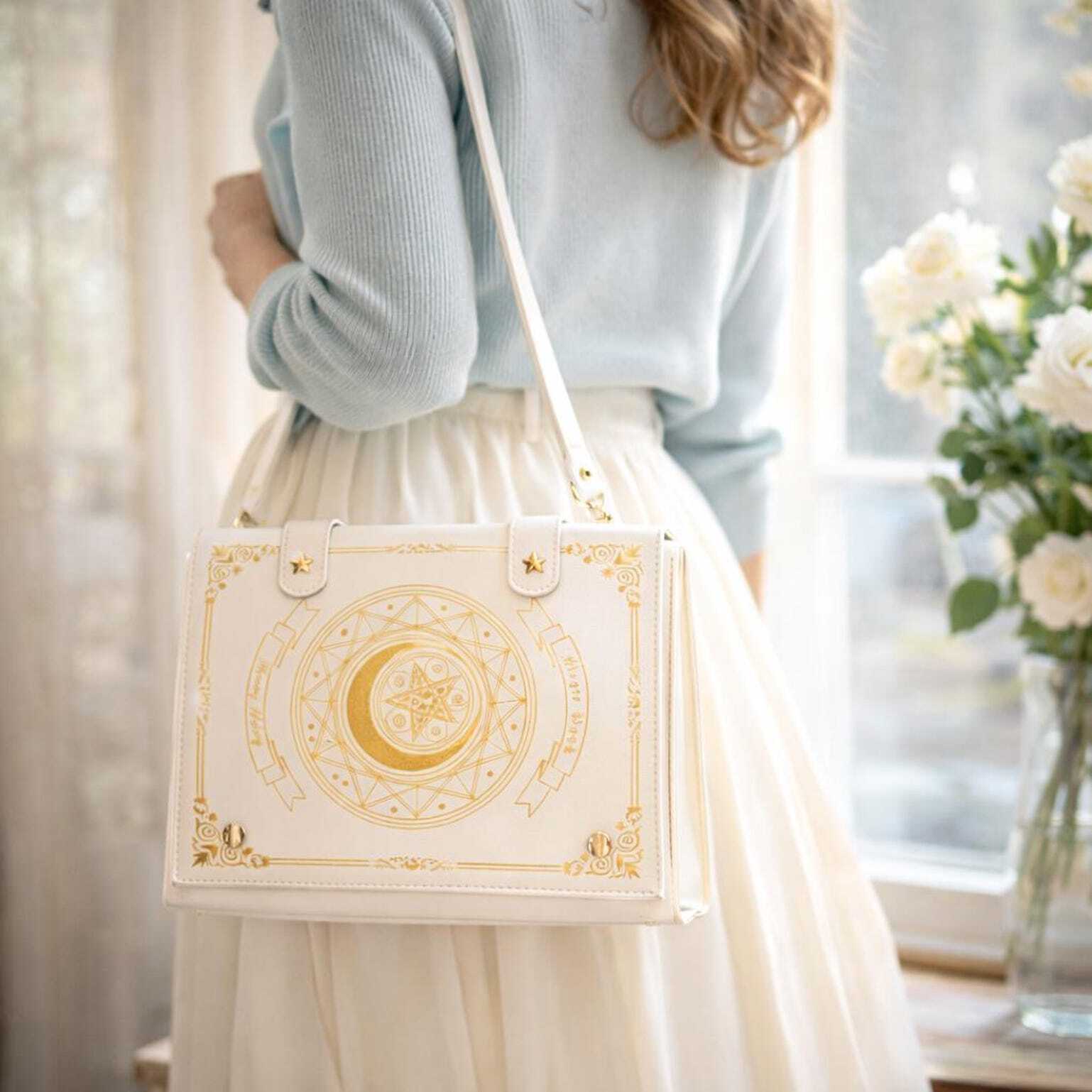 Gold Star Book Ita Shoulder Bag with Clear Window for Photocards and Pins Gold Star Book Ita Shoulder Bag with Clear Window for Photocards and Pins