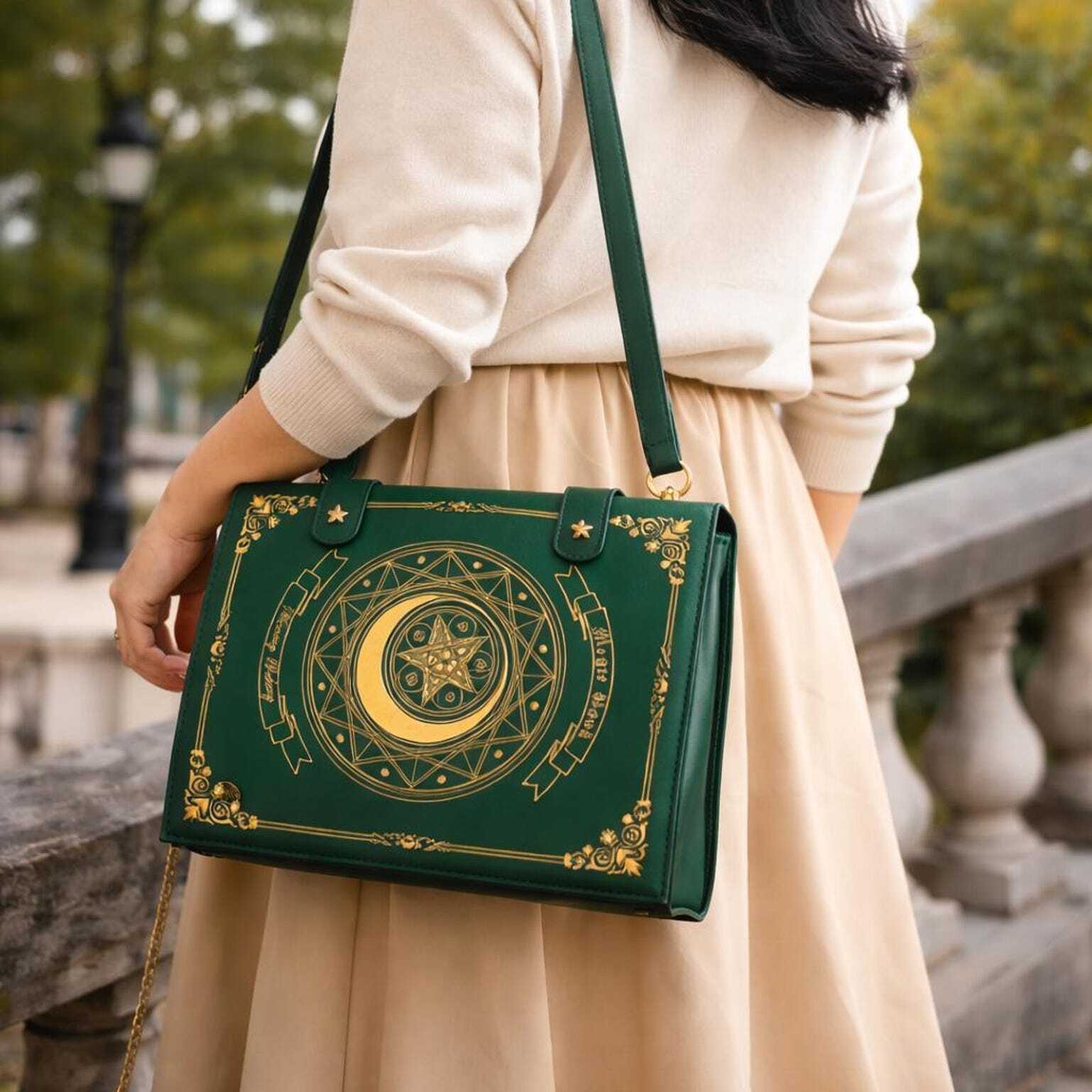 Gold Star Book Ita Shoulder Bag with Clear Window for Photocards and Pins Gold Star Book Ita Shoulder Bag with Clear Window for Photocards and Pins