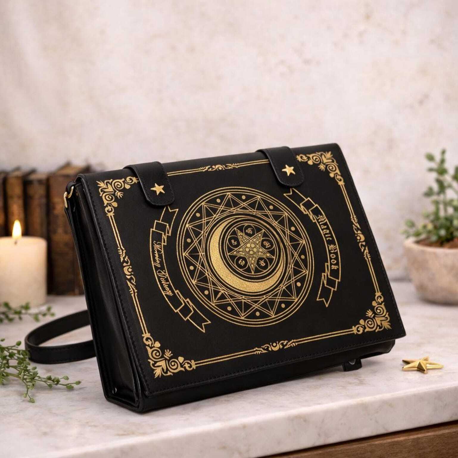 Gold Star Book Ita Shoulder Bag with Clear Window for Photocards and Pins Gold Star Book Ita Shoulder Bag with Clear Window for Photocards and Pins