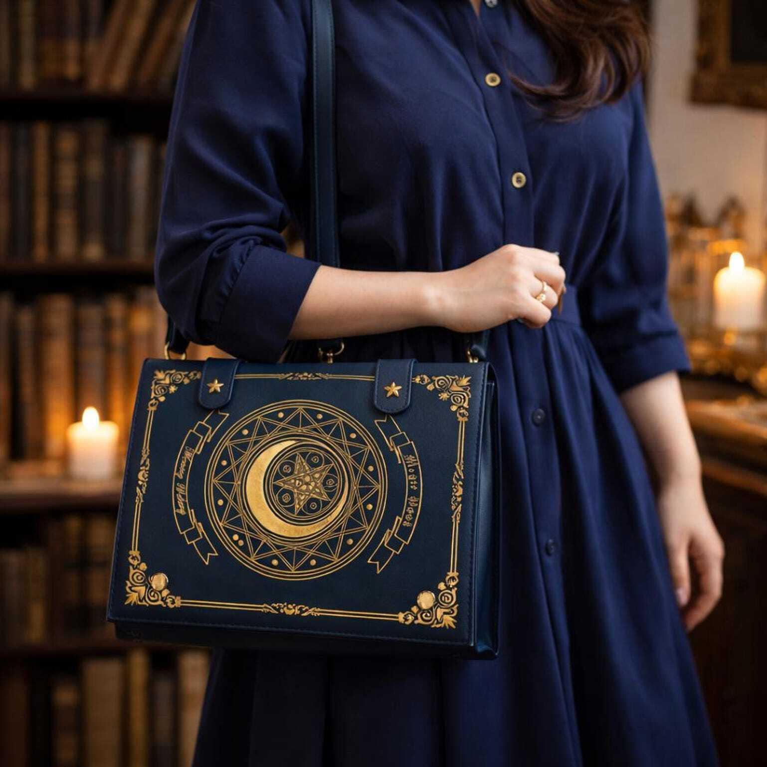 Gold Star Book Ita Shoulder Bag with Clear Window for Photocards and Pins Gold Star Book Ita Shoulder Bag with Clear Window for Photocards and Pins