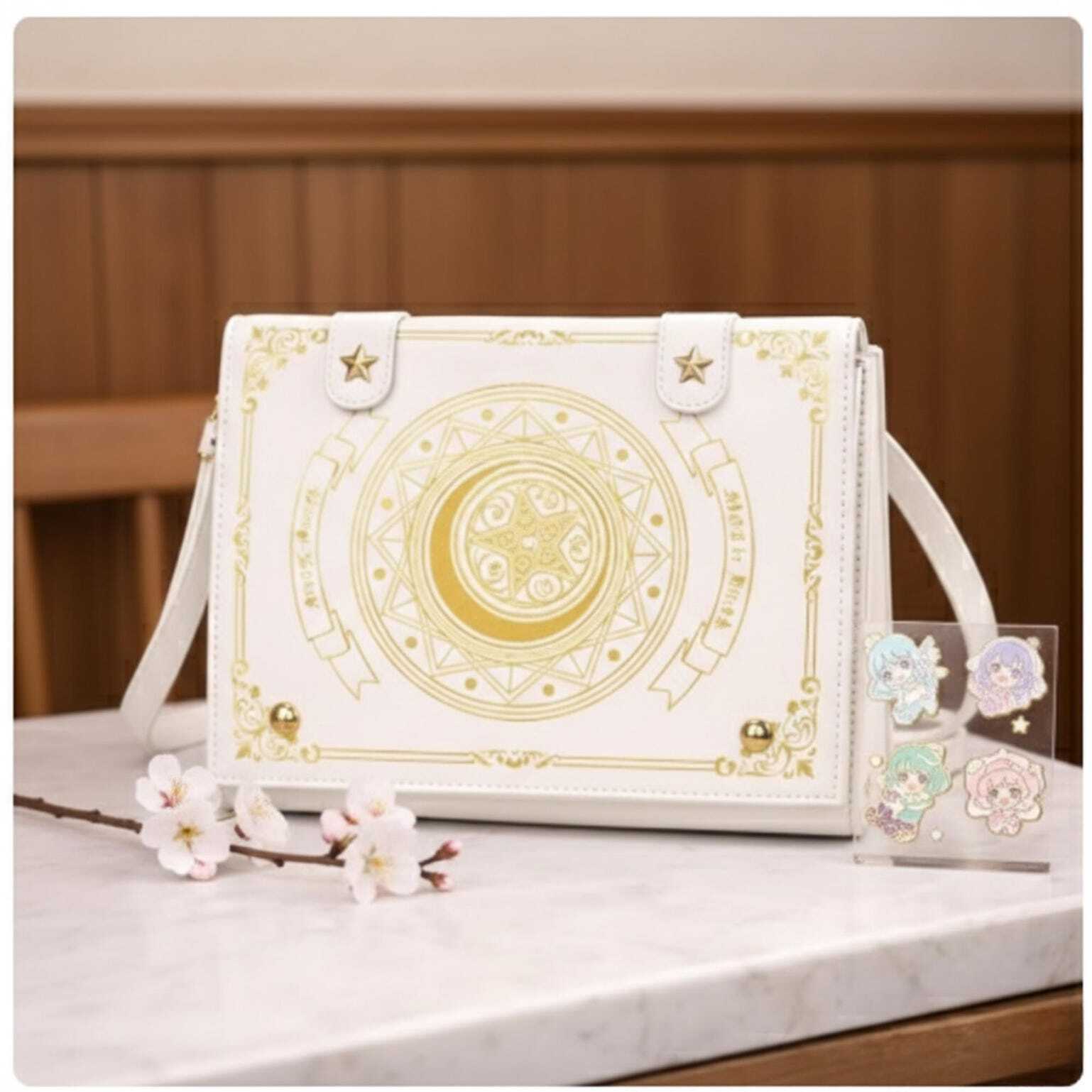 Gold Star Book Ita Shoulder Bag with Clear Window for Photocards and Pins Gold Star Book Ita Shoulder Bag with Clear Window for Photocards and Pins