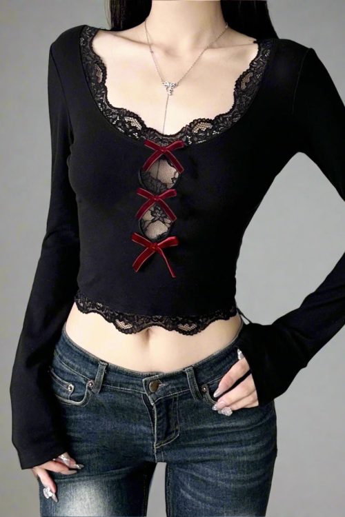 Goth Coquette Lace Top