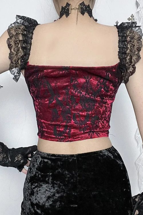 Goth Lace Trim Corset Top