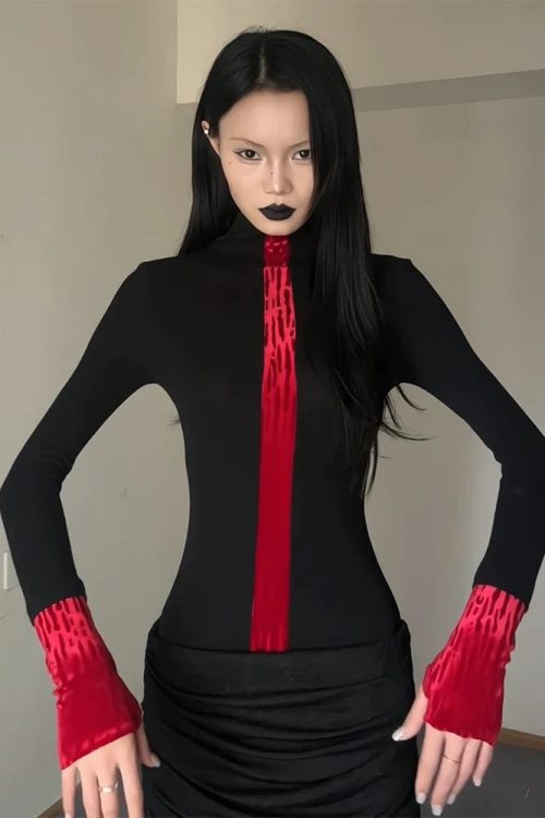 Goth Red Detail Top